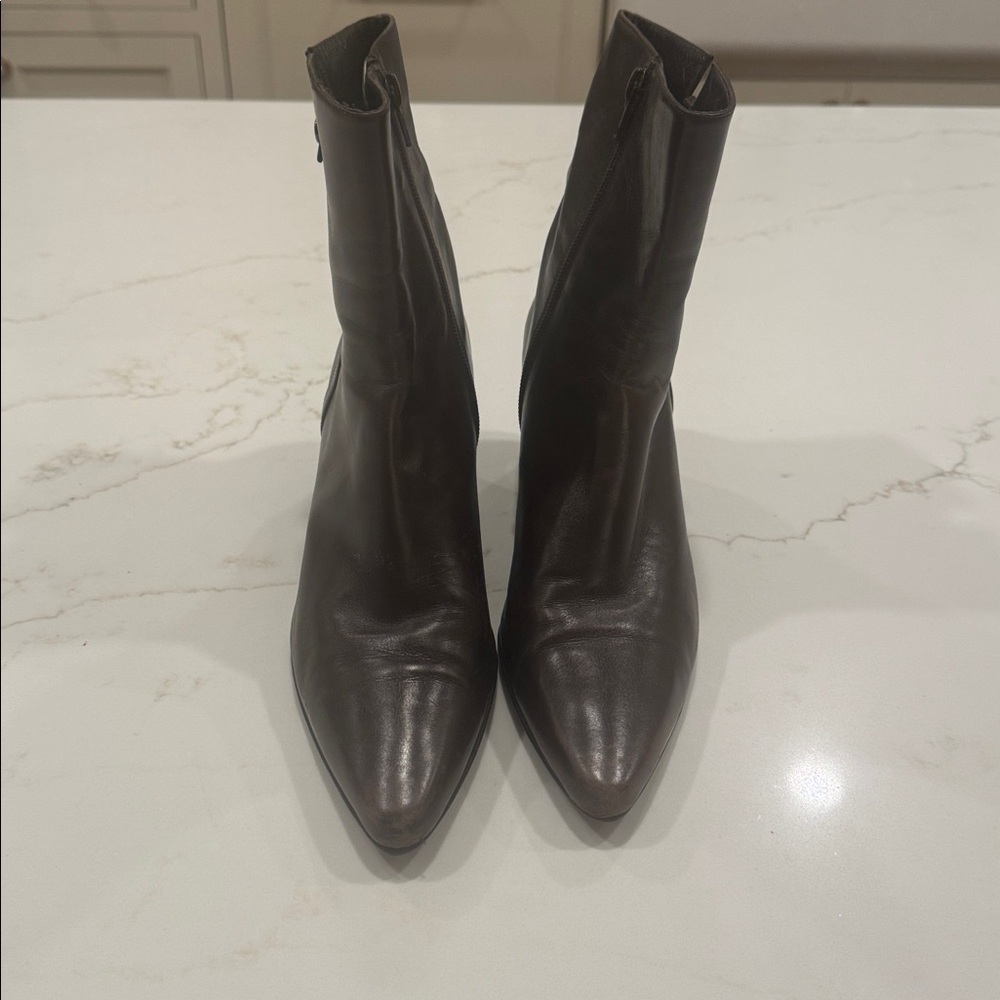 Brown  Pointed Toe Ankle Boots